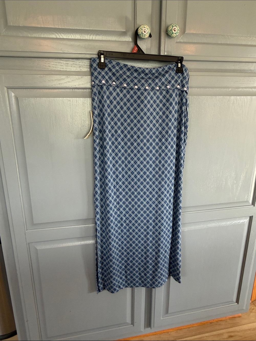 No Boundaries Blue and White Gingham Maxi Skirt